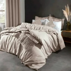 Lazy Linen 100% Washed Linen Cream Duvet Cover & Pillowcase Set