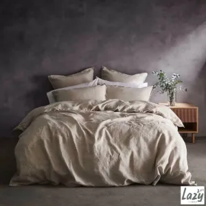 Lazy Linen 100% Washed Linen Cream Duvet Cover & Pillowcase Set