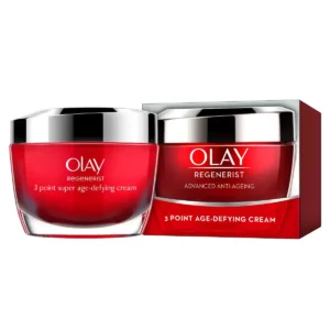 Olay Regenerist 3 Point Day Cream - Anti-Aging Moisturiser with Vitamin B3 & Peptides, 2 x 50ml