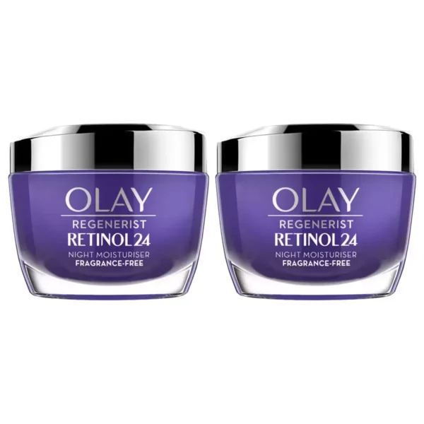 Olay Regenerist Retinol 24 Night Moisturiser Cream, 2 x 50ml