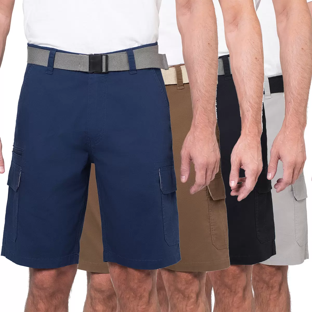 Wearfirst Men’s Stretch Cargo Shorts with Belt