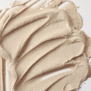 Close-up of rice particles in mask formula