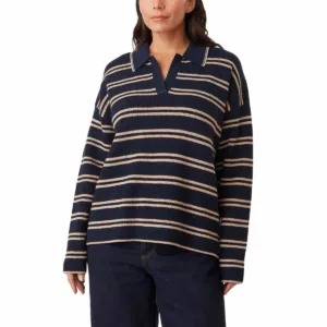 Scotch & Soda rib knit sweater navy camel