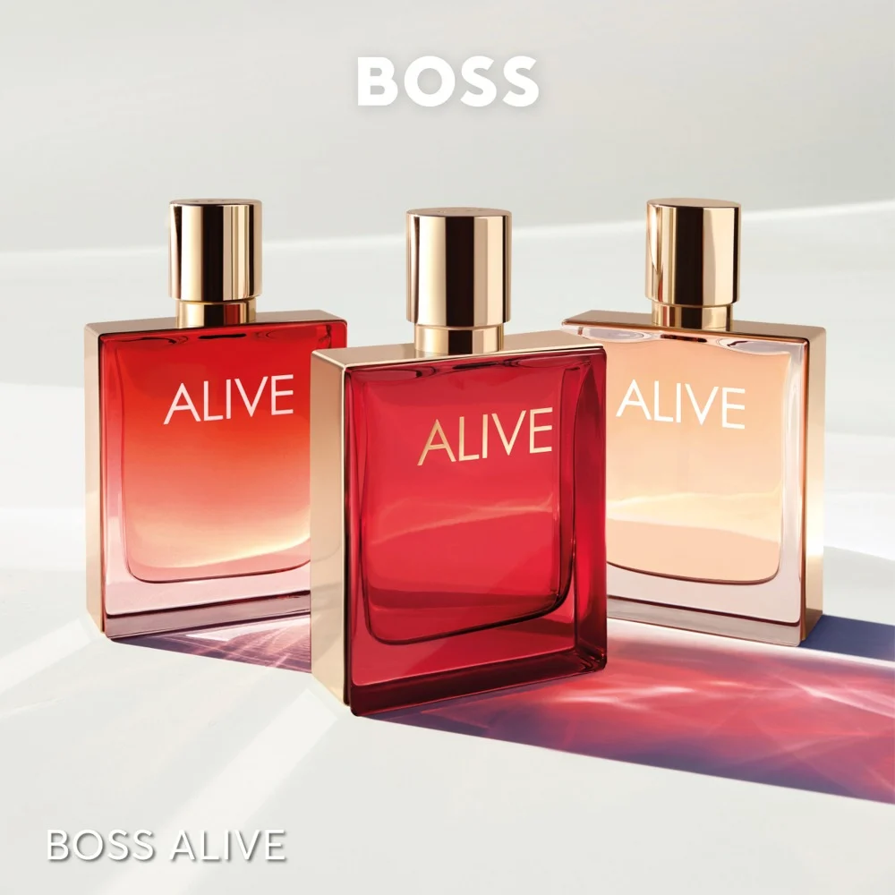 Hugo Boss Alive Intense raspberry pink bottle