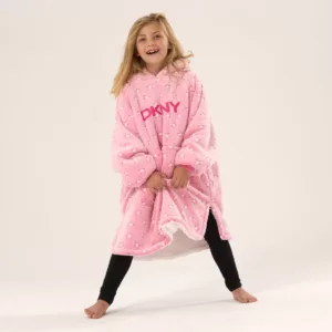 warm dkny kids hoodie oversized fit for lounging and sleepwear