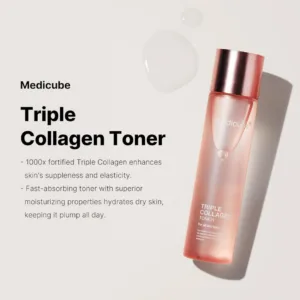 Morning skincare routine featuring Triple Collagen Toner and moisturizer
