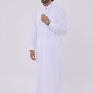 White Saudi thobe mens Islamic clothing