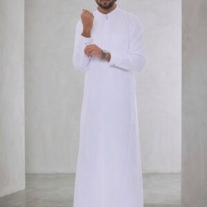 White Saudi Thobe for men traditional Islamic jubba