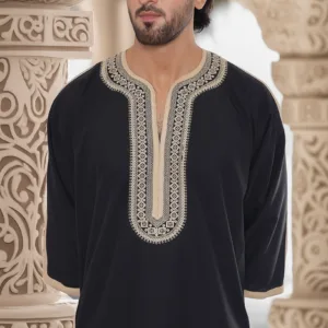 Moroccan black thobe mens Islamic clothing