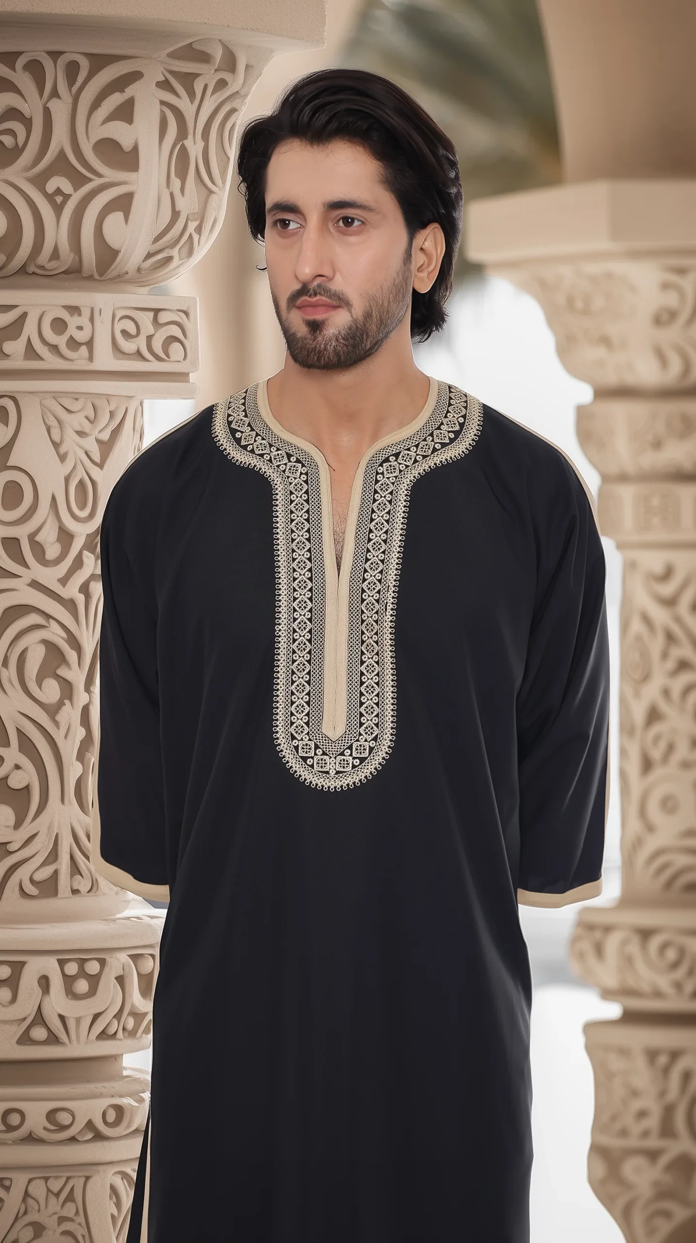 Moroccan black thobe mens Islamic clothing Moroccan black thobe mens Islamic clothing
