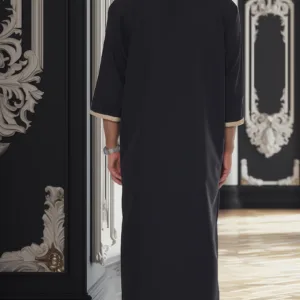 Black embroidered thobe for Eid and weddings