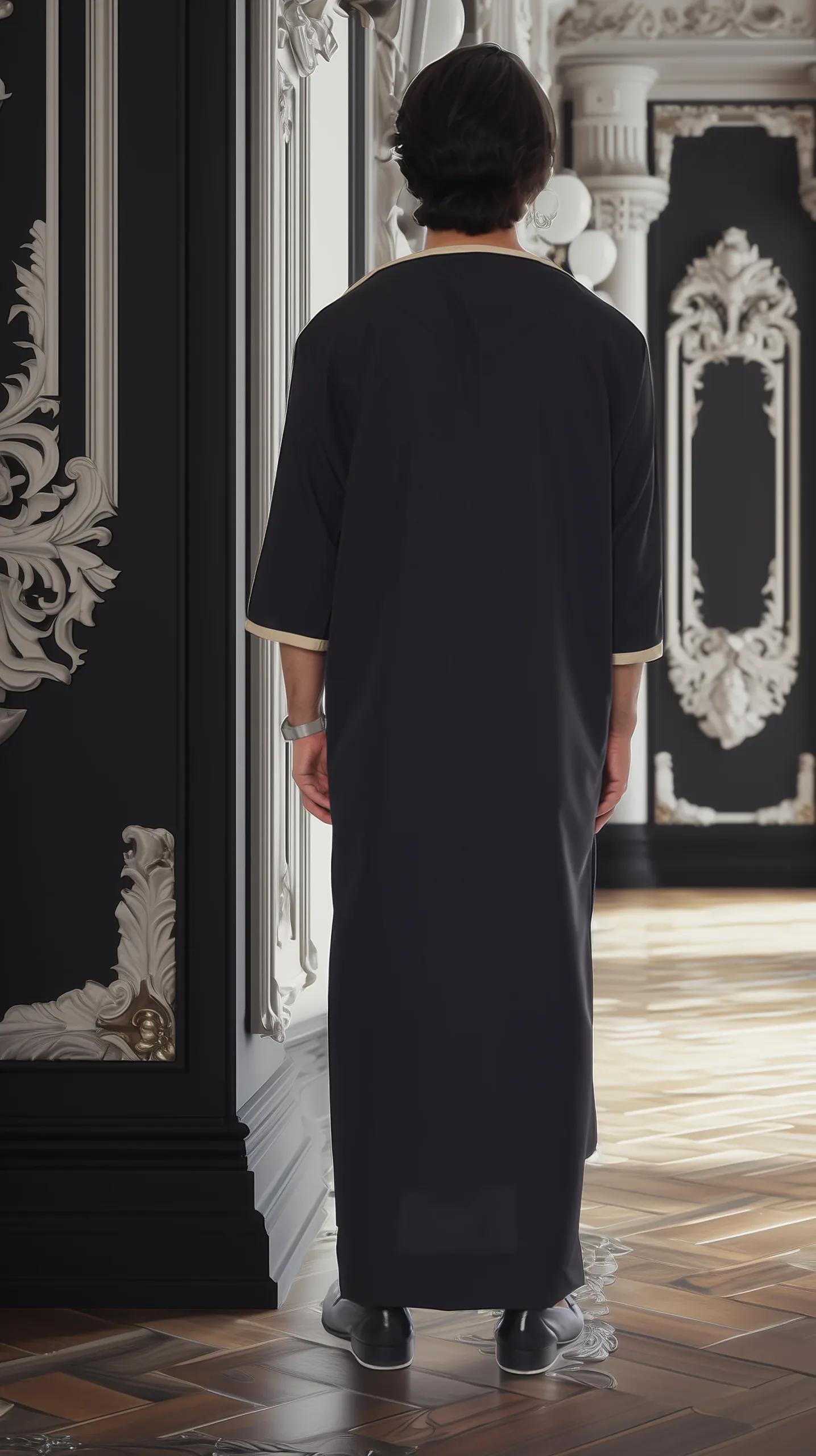 Black embroidered thobe for Eid and weddings Black embroidered thobe for Eid and weddings