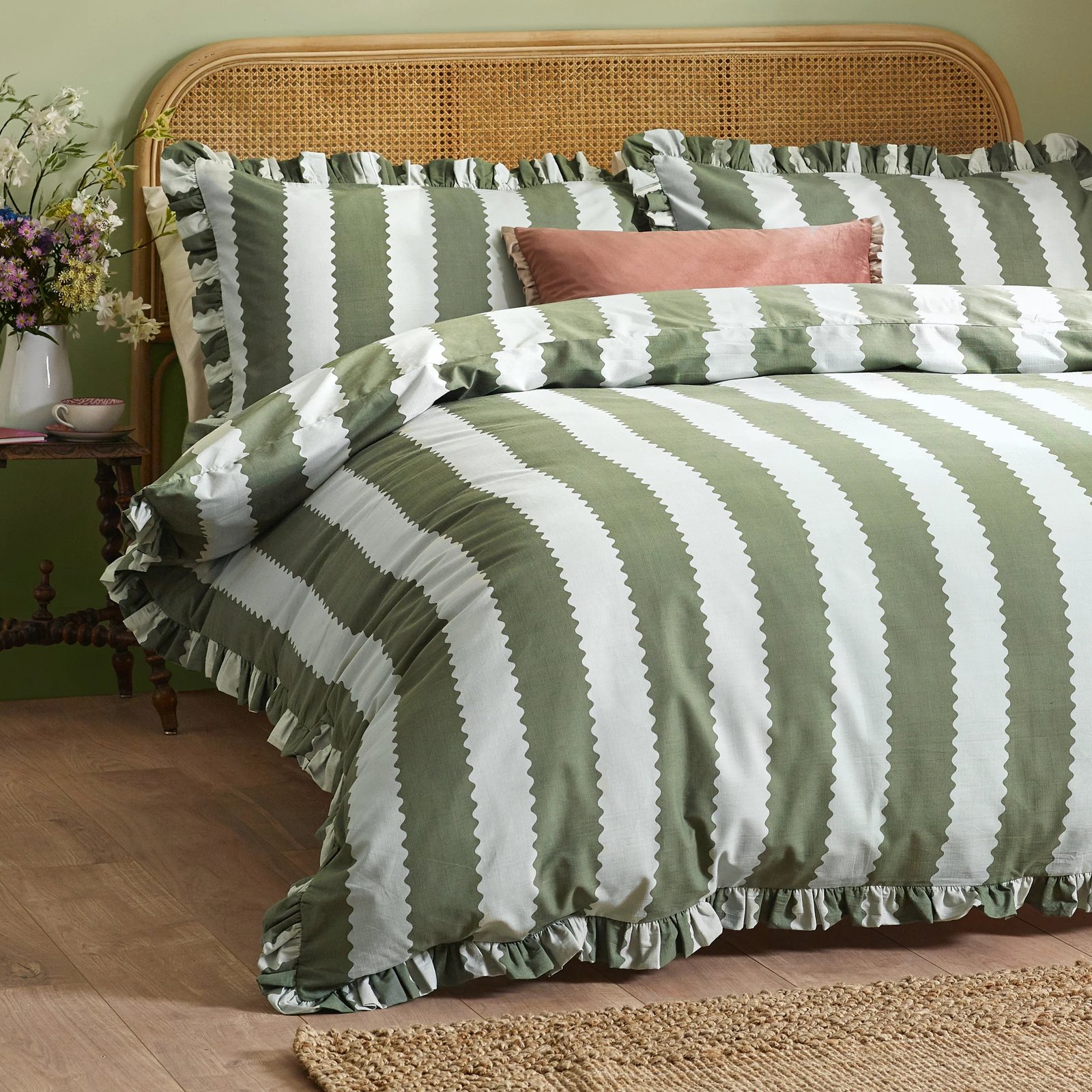 birdie stripe duvet set