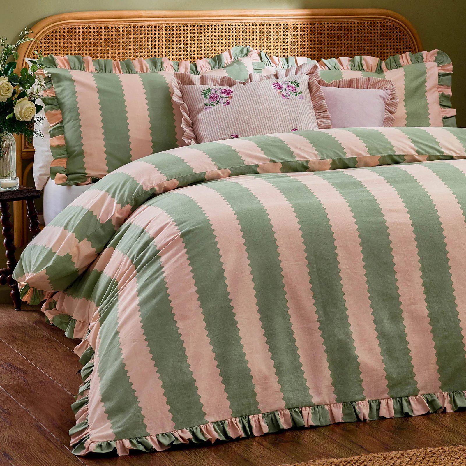 Duvet Cover Set Pink/Green