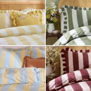 birdie stripe duvet set