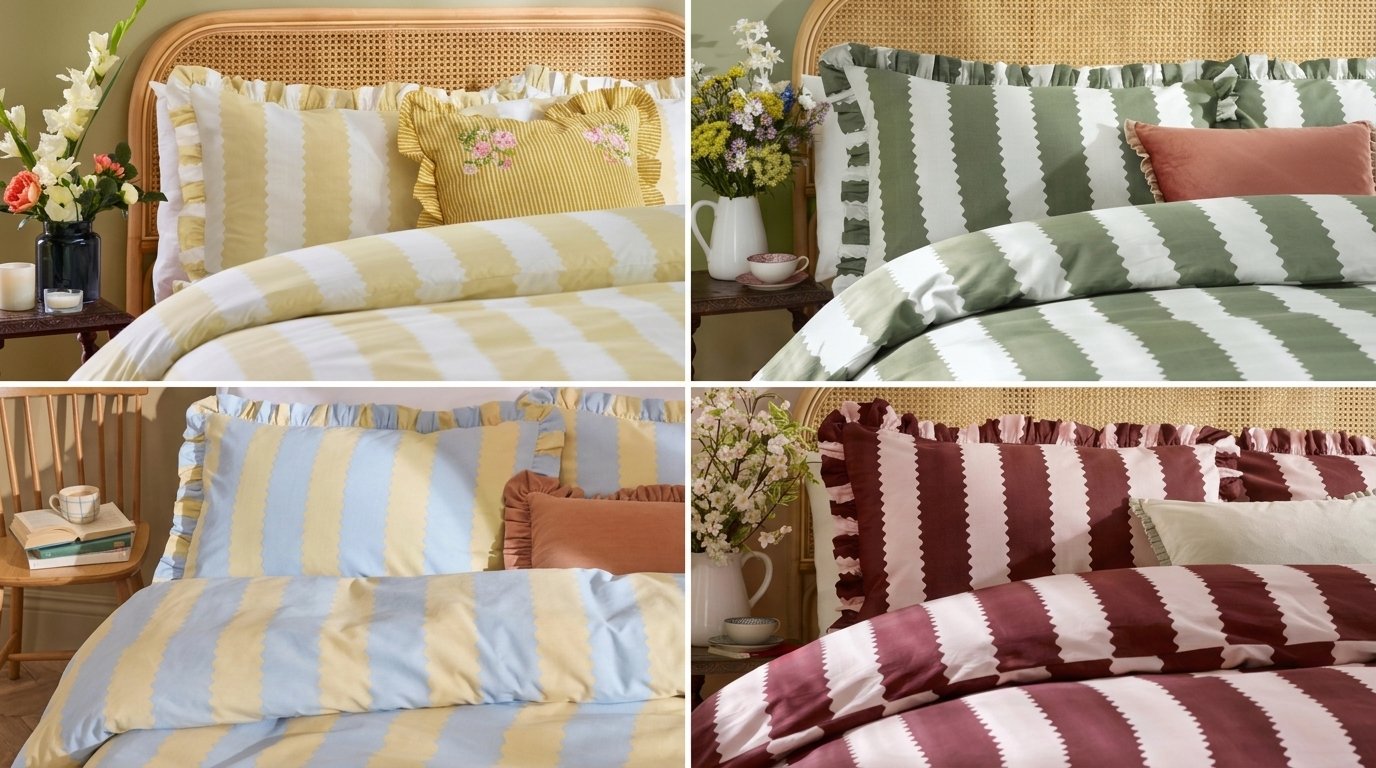 birdie stripe duvet set