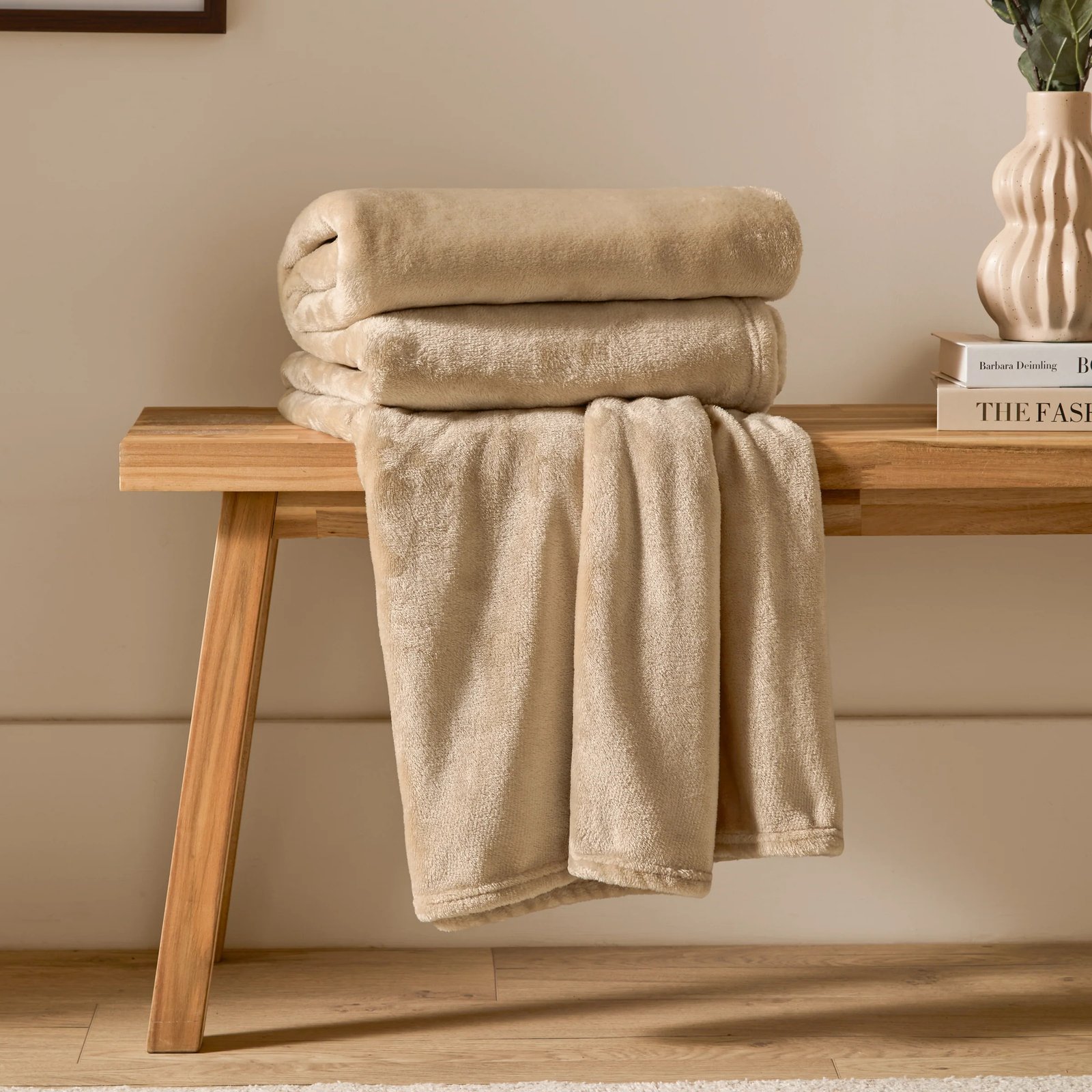 natural cosy fleece throw blanket