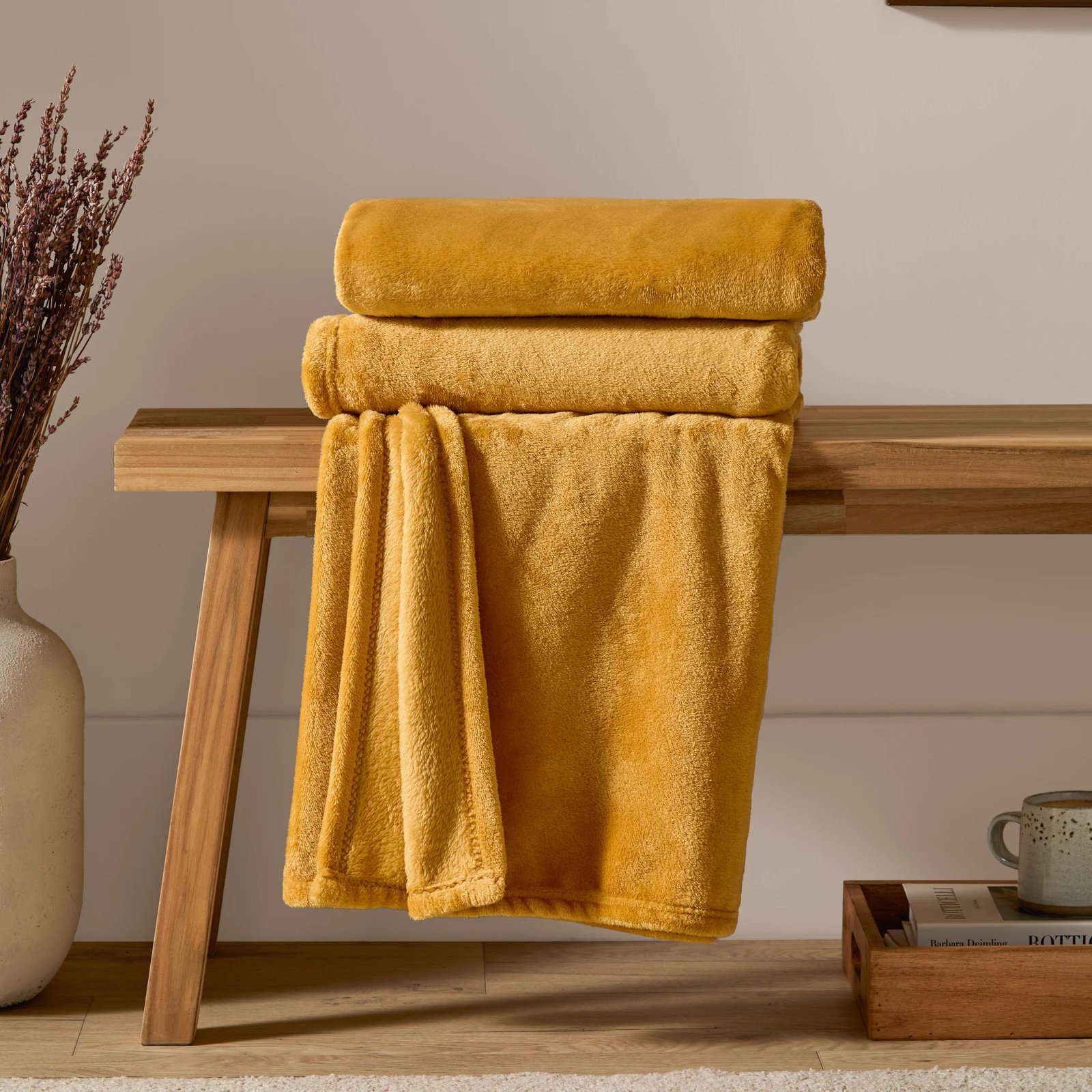 ochre harrow fleece throw