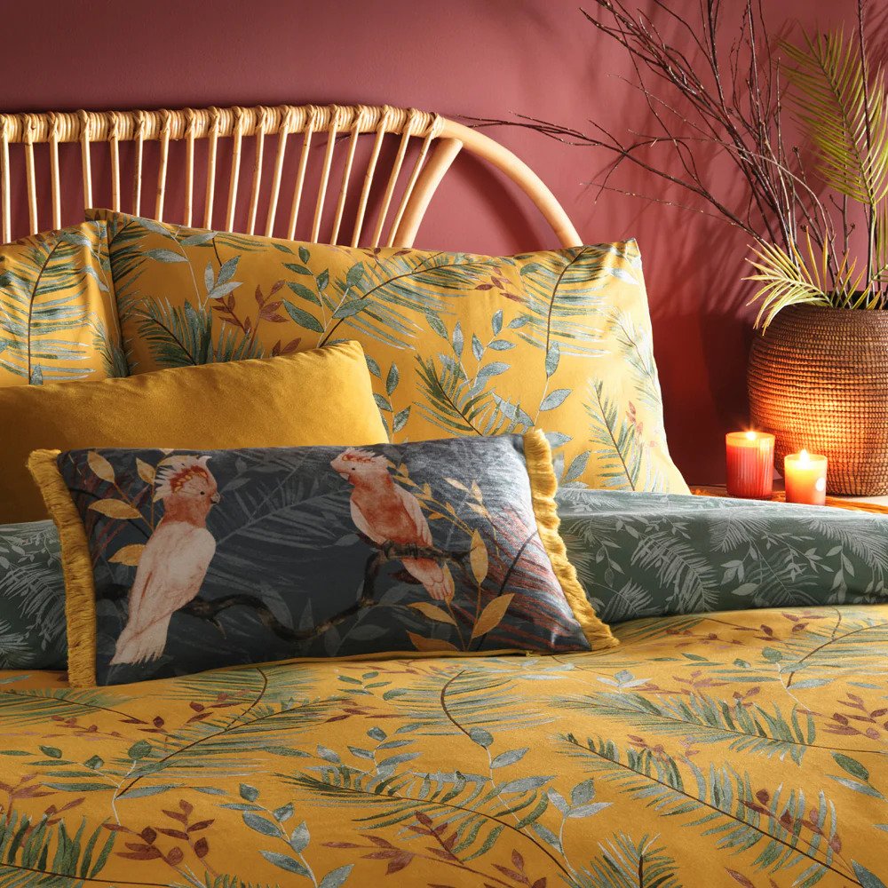 mustard jungle duvet set