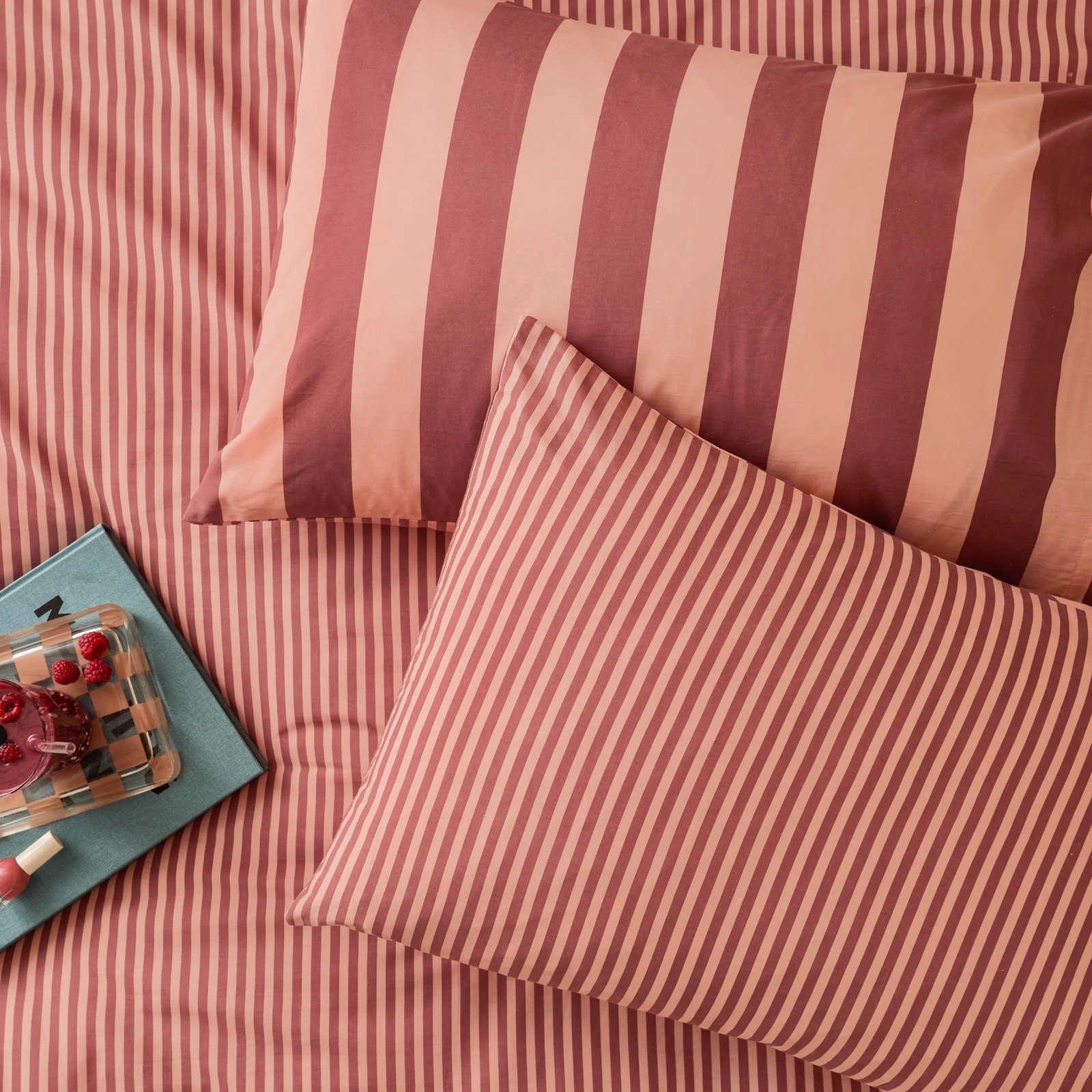 reversible raspberry pillowcases