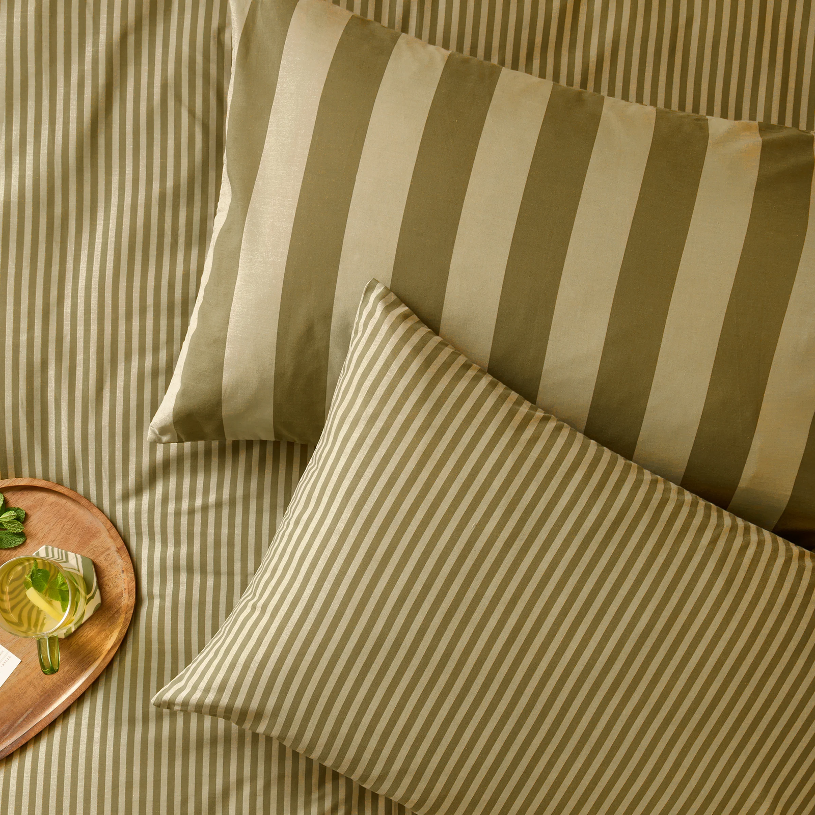 reversible green tea pillowcase pair
