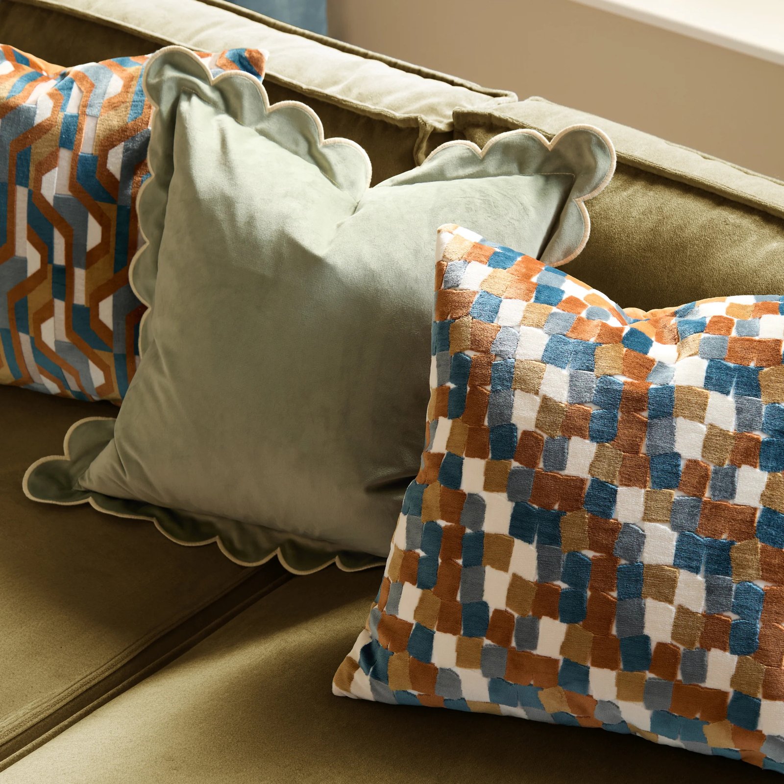 geometric jacquard cushion