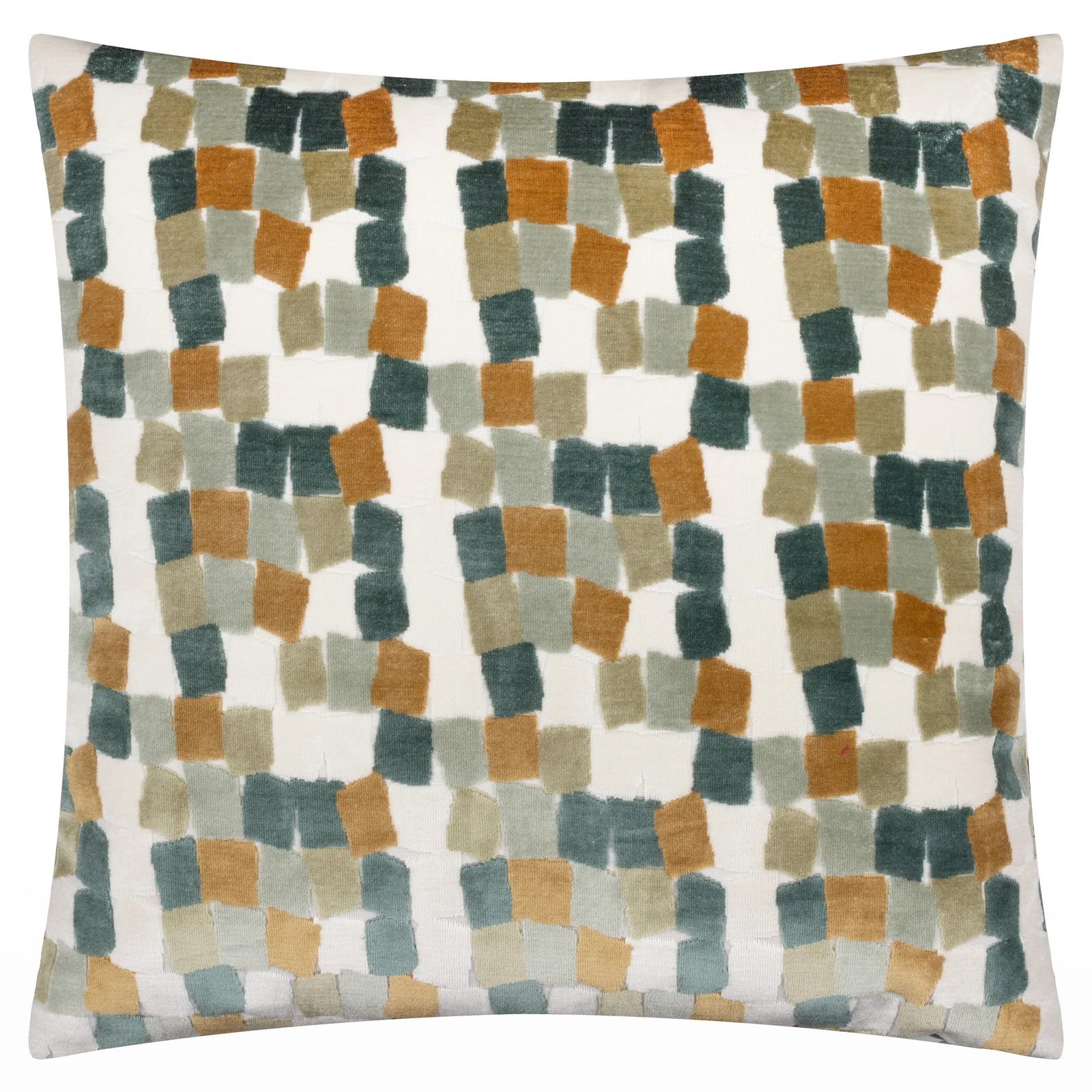 green metro blocks velvet cushion
