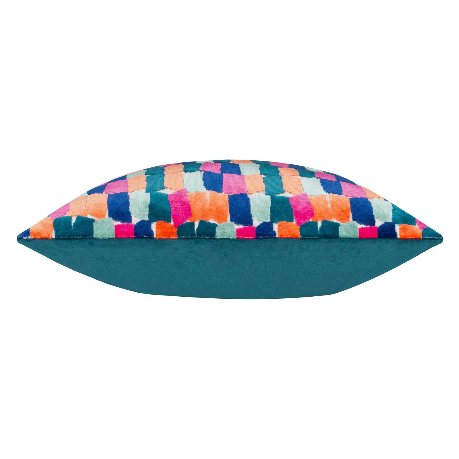 multicolour geometric jacquard cushion